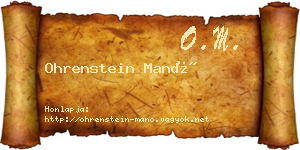 Ohrenstein Manó névjegykártya